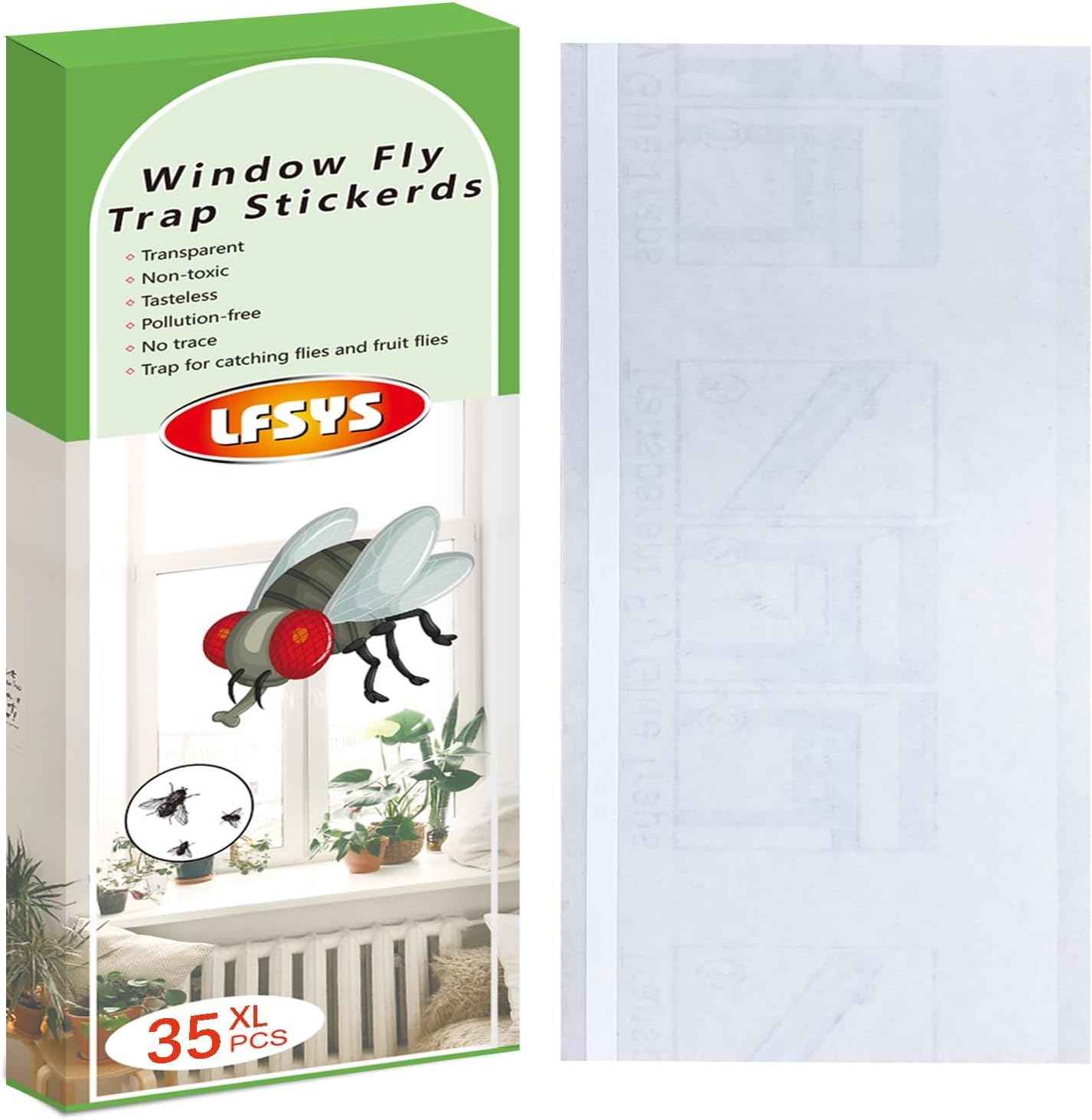 50 Pack Window Fly Trap, Fruit Fly Traps for Indoors, Fly Paper Sticky Strips, Fly Traps for Indoors Clear