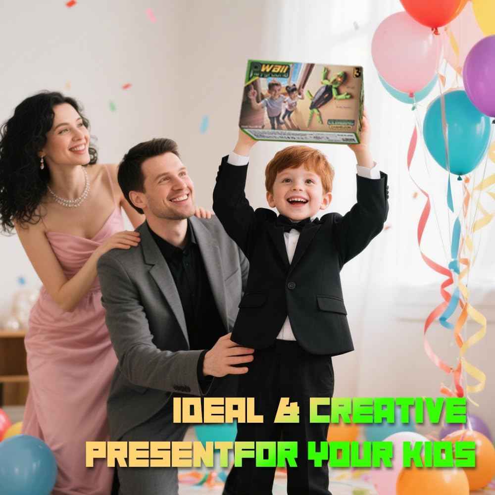 Wall Climbing RC Chameleon Toy for Kids, Rechargeable Remote Control Lizard Toy with LED Eyes, Dual Mode Floor & Wall Driving, Christmas Halloween Birthday Gift for Boys Girls Ages 3+