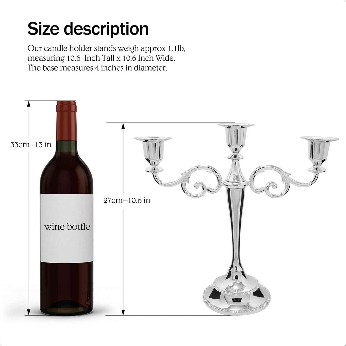 3 Candle Metal Candelabra Candlesticks Holder for Formal Events, Wedding, Church, Holiday DΓ©cor, Halloween β Taper Candle Holder Stand Centerpiece Elegant Decoration Piece for Table,Silver