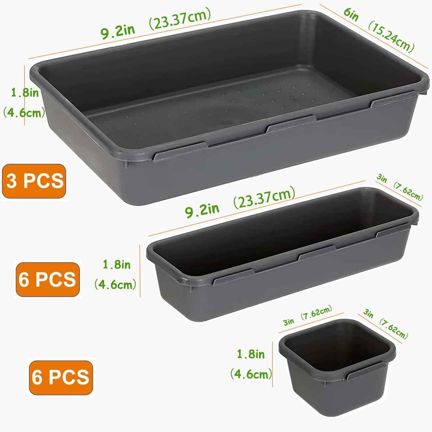 15 PCS Interlocking Desk Drawer Organizer Separator for Office,Bathroom,Kitchen,MakeupοΌBlackοΌ