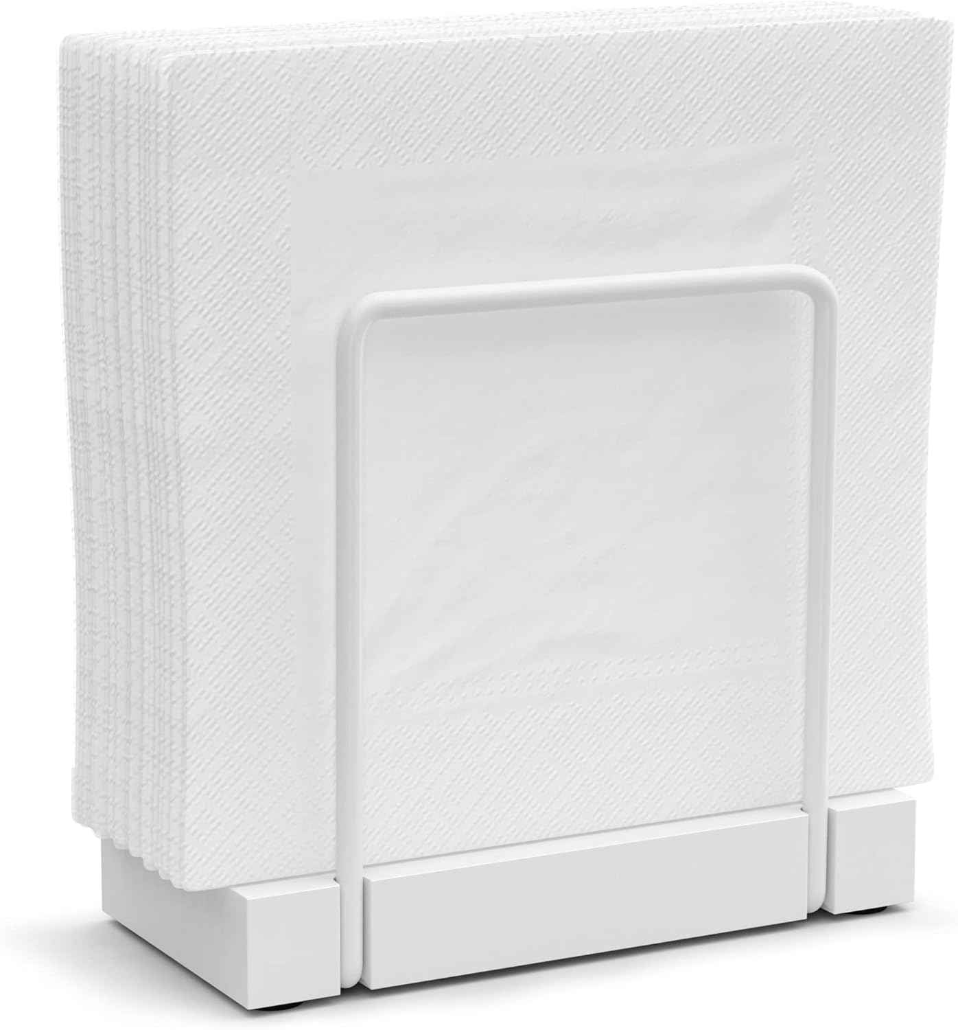 Wican Napkin Holder for Table, Bamboo Iron Standing Napkin Dispenser for Kitchen Dining Farmhouse Cocktail Picnic Bar Rustic Wood Holders for Paper Mail Bills Suitable for All Dining Room Decors Black