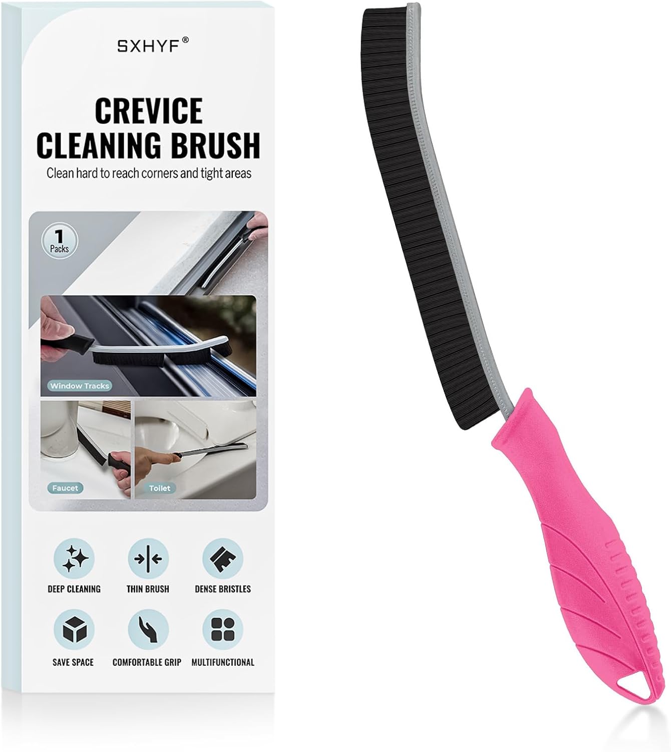 SXhyf Crevice Cleaning Brush – Hard Bristle Grout Scrub Brush for Bathroom, Kitchen & Household Cleaning
