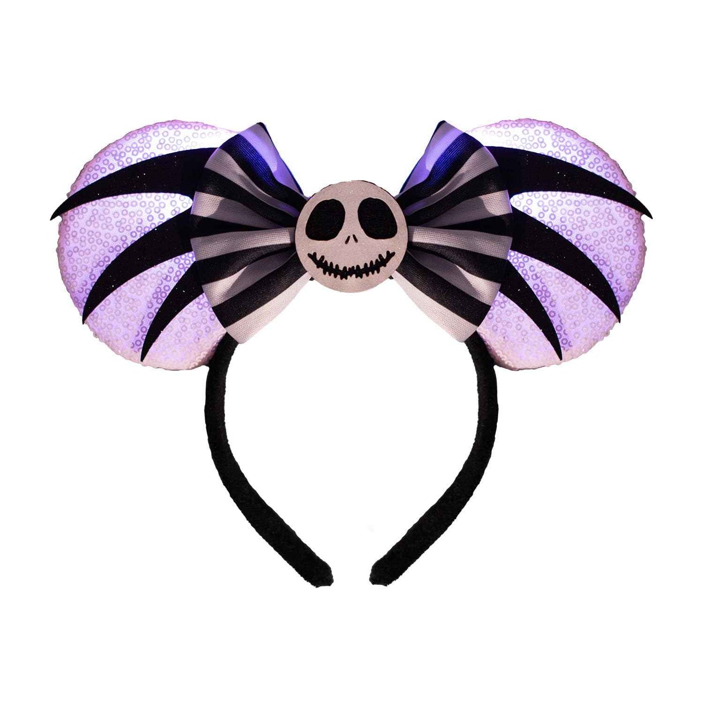 JIAHANG Christmas LED Flash Mouse Ear Headband, Lollipop Light Up Furry Edged Sequin Bow Hairband, Glowing Festival Party Decoration Headwear for Women Girls