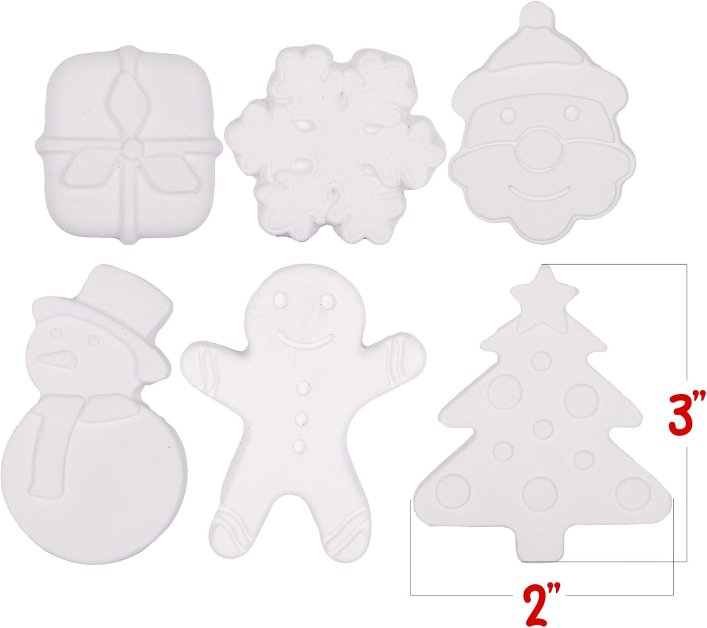 ArtCreativity Christmas Ceramic Painting Kit for Kids - 6 Ceramic Figures, 2 Paint Sets, and 2 Brushes - DIY Christmas Painting Crafts for Toddlers 3 4 5 6 7 8 - Kids’ Paint Activity Set