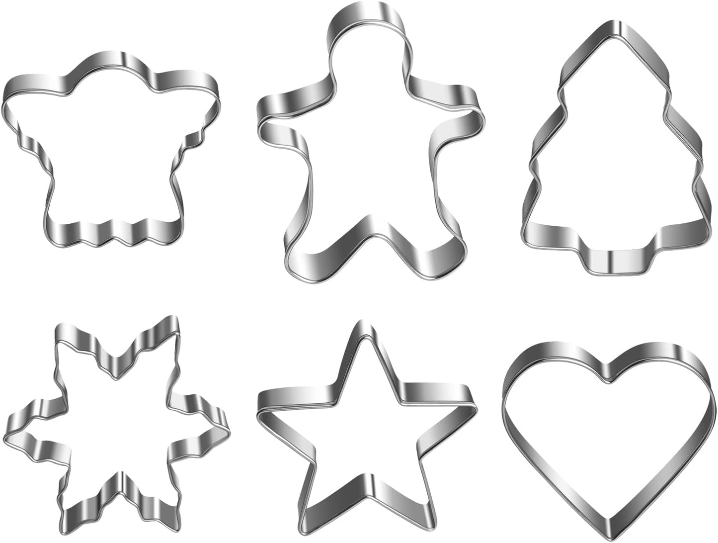 Christmas Cookie Cutter Set - 18 Piece Gingerbread Man, Snowflake, Tree, Heart, Star, Angel Shapes for Holiday Winter Baking