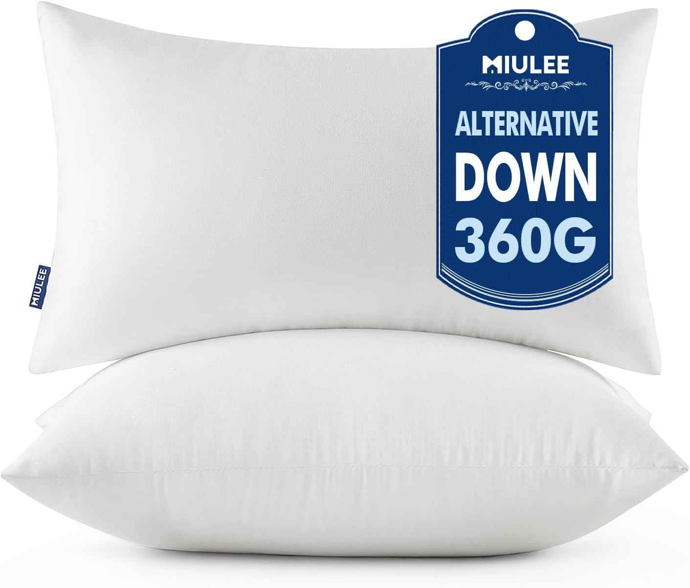 MIULEE Throw Pillows Inserts, Pack of 2 18x18 Inch 100% Virgin Fiber Filling Bed Couch Pillows