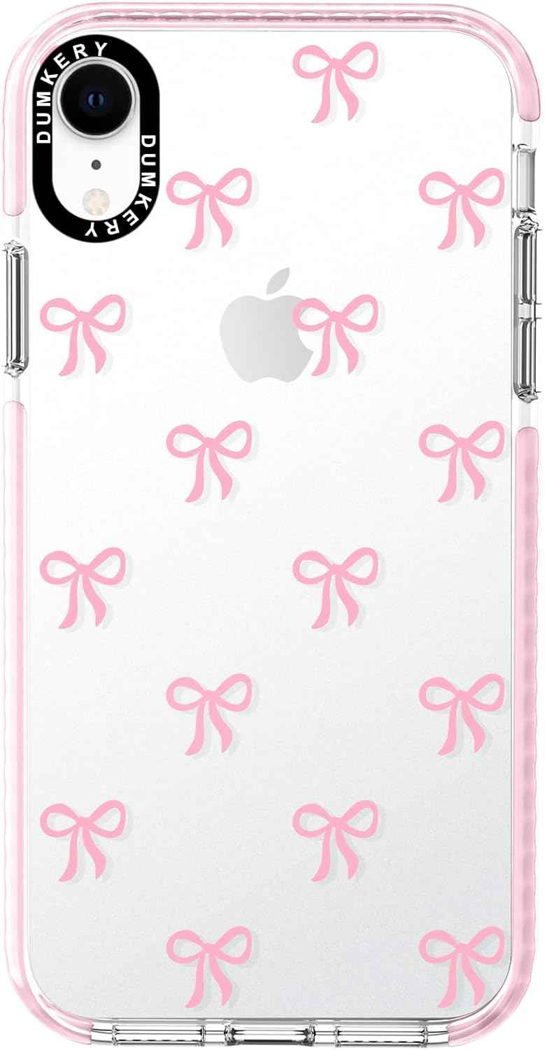 Girly Phone Case Compatible with iPhone 17 Pro Max, Cute Bow Aesthetic Pattern Print Cases, Soft TPU Anti Yellowing, Anti Shock Cover for Girls Women Pink