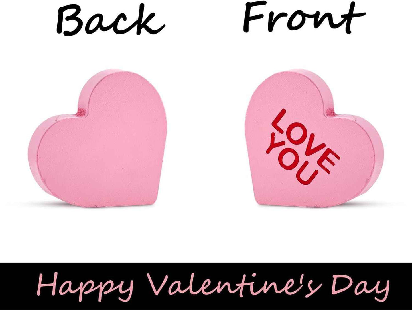 Valentines Day Decorations, 6 Pcs Candy Conversation Hearts Wooden Table Decor Signs, Durable Tiered Tray Decoration Set, Classic Galentines Day Decorations for the Home Office Mantel Shelf Gift