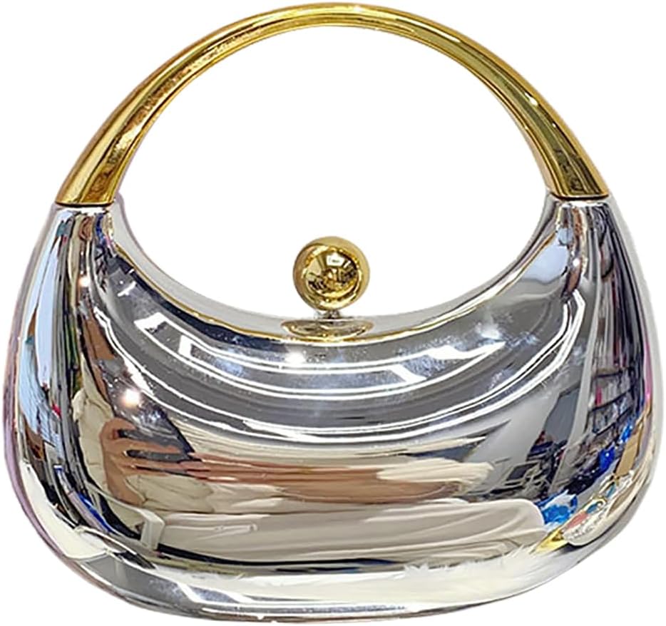 Acrylic Handbags for Women Cute Acrylic Clutch Small Unique Purse Trendy Metal Evening Bag for Party Cocktail