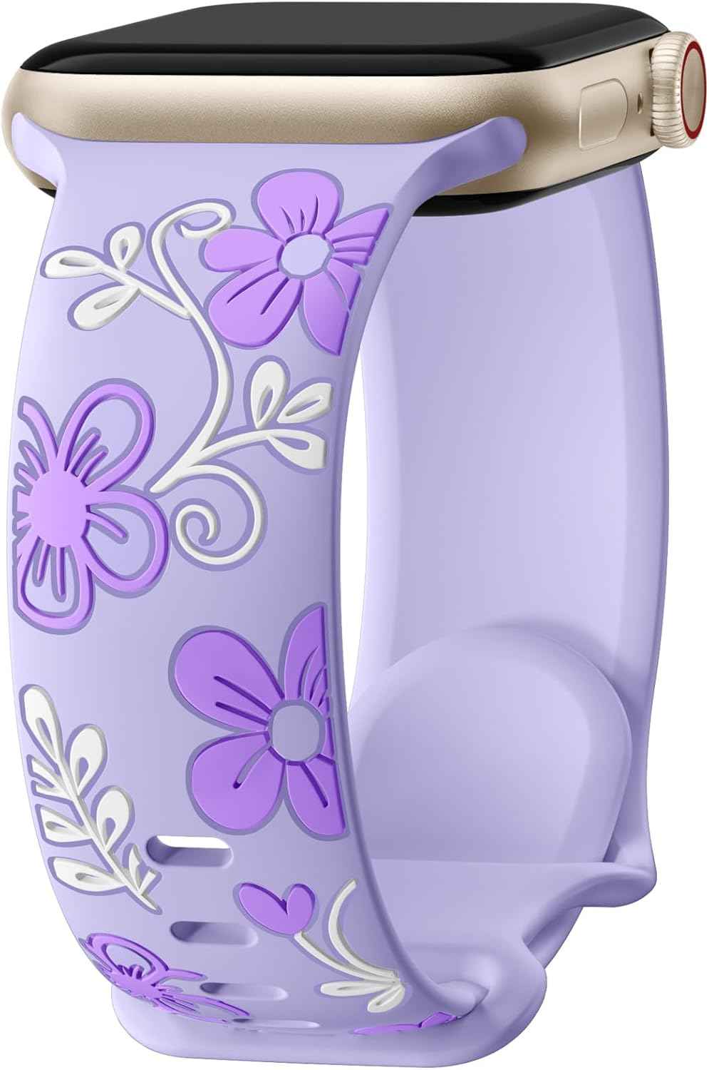 Witzon Floral Band Compatible with Apple Watch Bands For Women 40mm 41mm 38mm 42mm 44mm 45mm 46mm 49mm, Engraved Cute Flower Silicone Dressy Strap for iWatch Series 11 10 9 8 7 6 5 4 3 2 SE Ultra