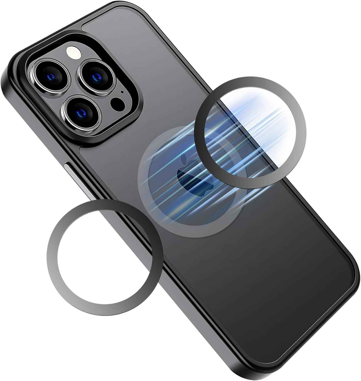 Universal Metal Rings Compatible with Magsafe Sticker,Magnetic Ring for Phone Cases & Wireless Charging, 6 Pack (2 Black,2 White & 2 Silver)