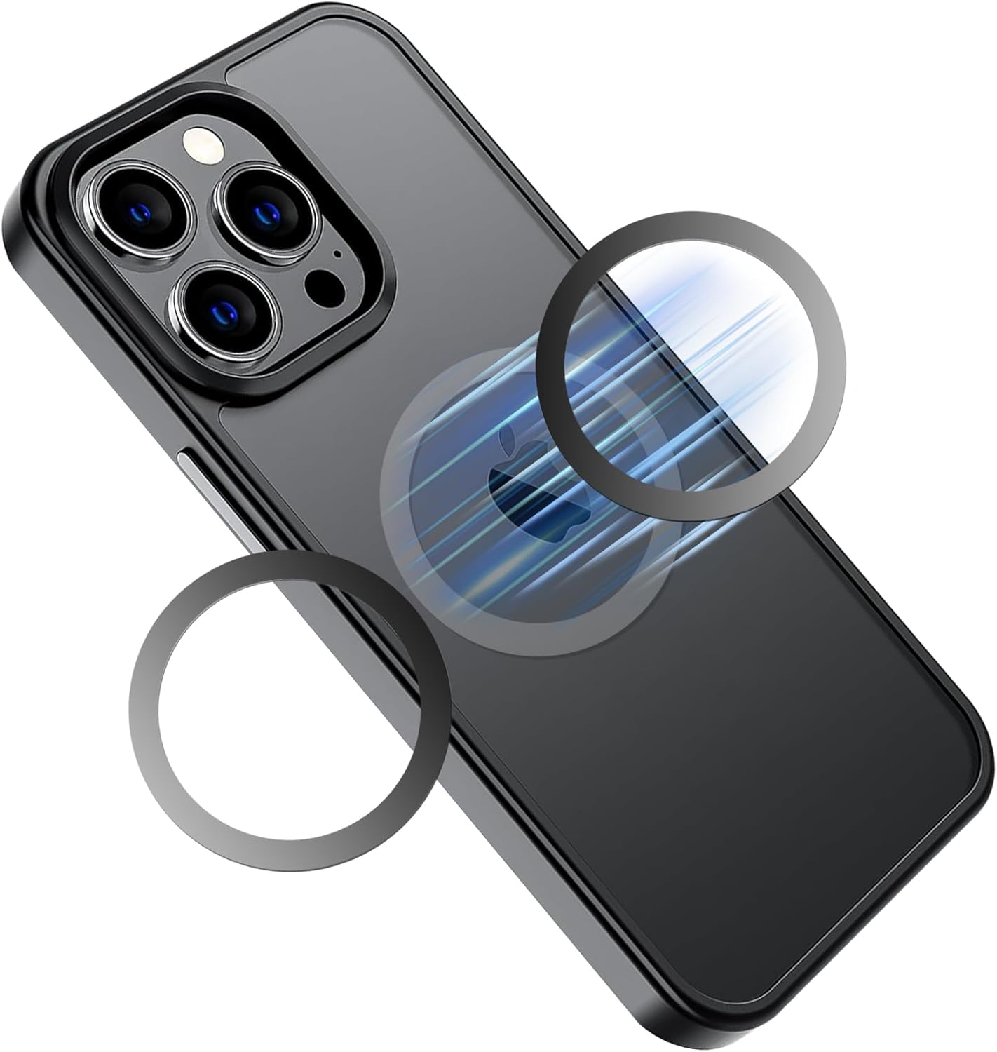 Universal Metal Rings Compatible with Magsafe Sticker,Magnetic Ring for Phone Cases & Wireless Charging, 6 Pack (2 Black,2 White & 2 Silver)