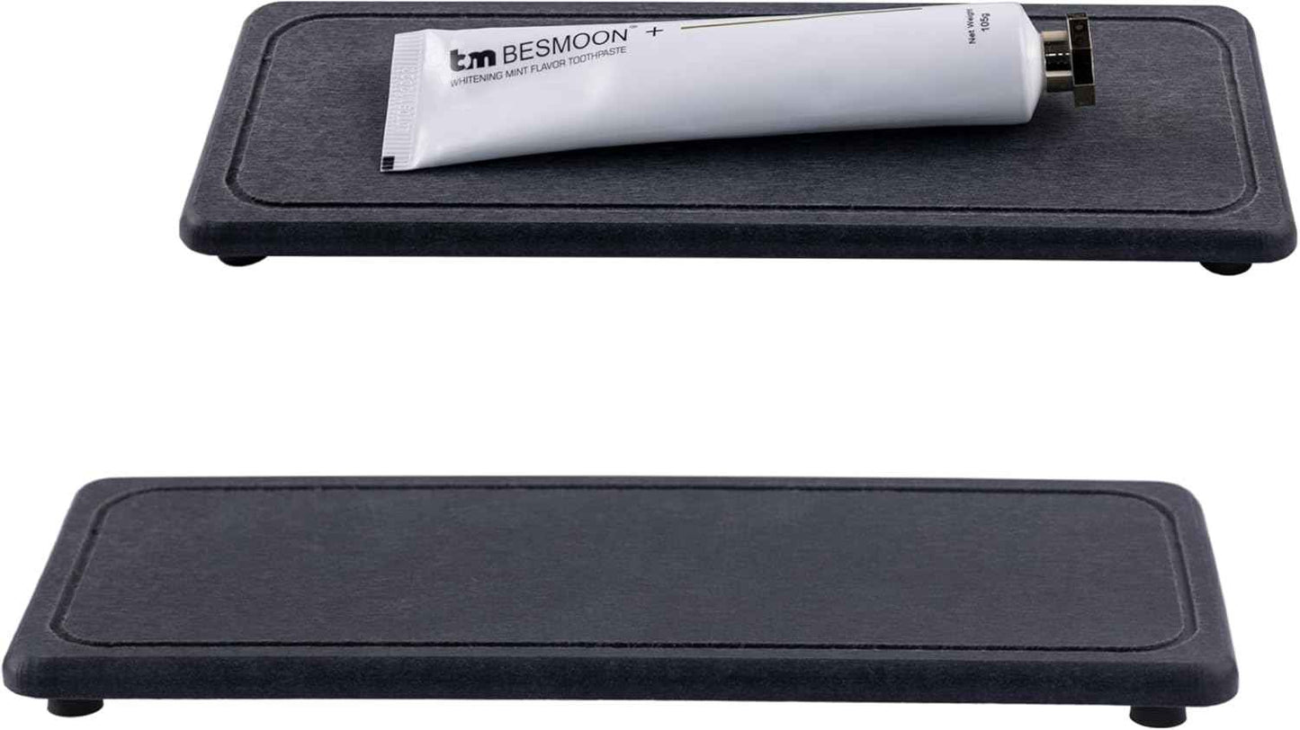 2 Pcs Water Absorbing Stone Trays, Kitchen/Bathroom Sink Soap Dish, Diatomite Tray Used for Hand Soap & Cosmetic Bottles in The Modern Home, 3.15" W x 8.7" L, White