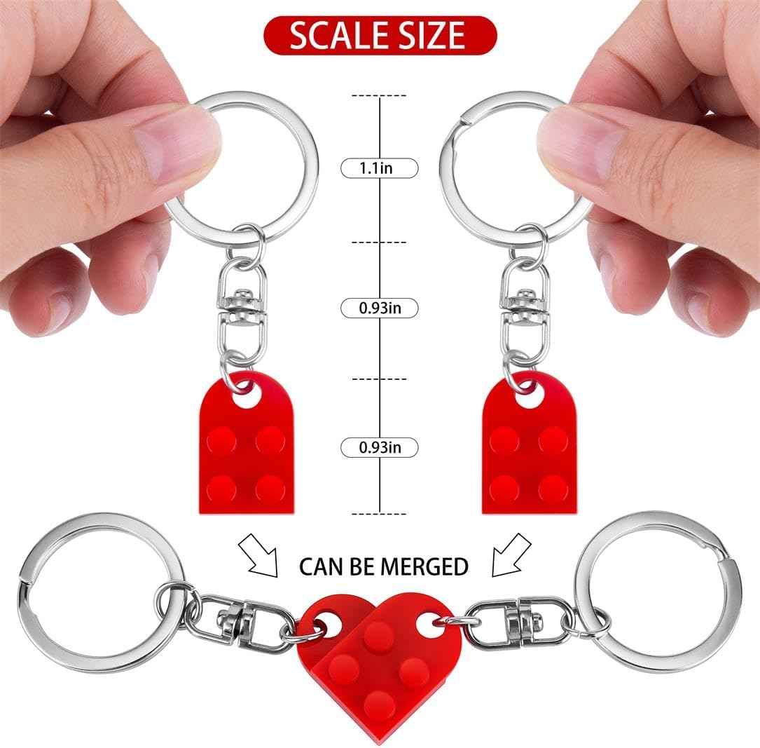Couples Matching Stuff Gifts - Red Heart Keychain, Matching Couple Heart Keychains Decorations Christmas Valentines Day Gifts for Boyfriend Girlfriend