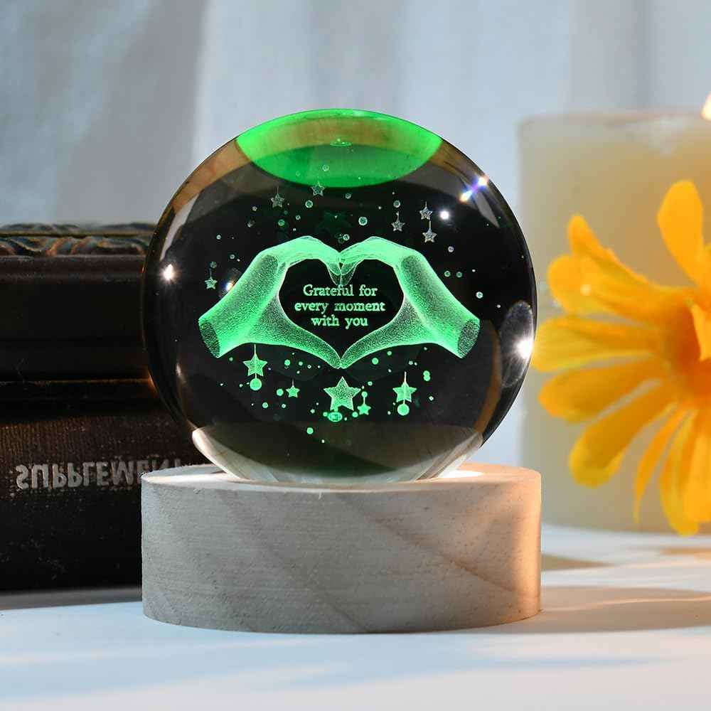 3D Couple Crystal Ball Love Gifts for Her Valentine's Gifts for Women 60mm Glass Romantic Gift for Wife Globe Decor Love Gifts Anniversary Christmas Birthday Gifts