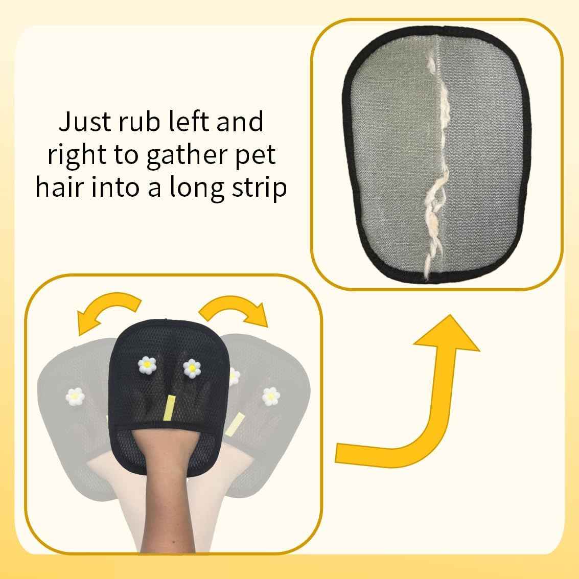 Extra Large Thickened Pet Hair Removal Glove for Dogs & Cats, Upgraded Reusable Electrostatic Pet Grooming Magic Glove with Cute Design for Furniture, Sofa & Clothes