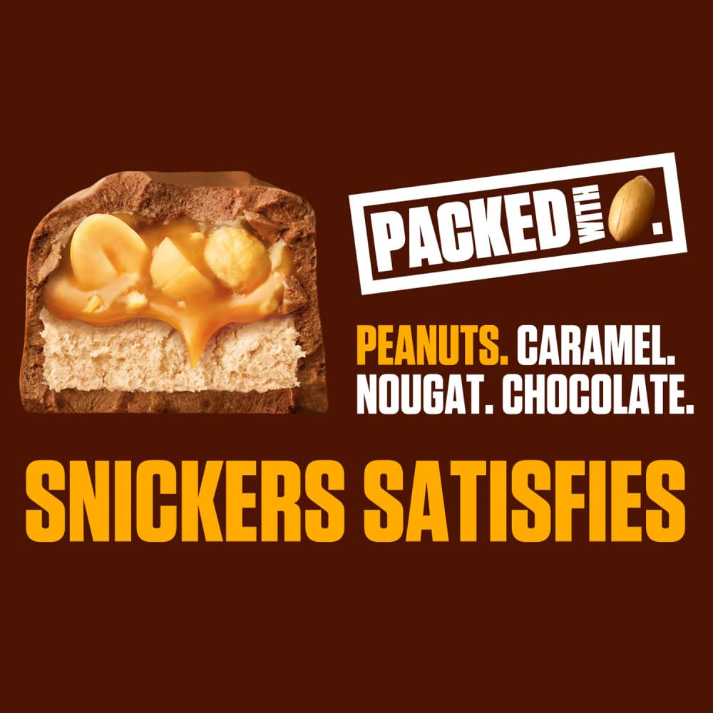 SNICKERS Full Size Bulk Milk Chocolate Candy Bars, 1.86 oz Bar, 48 ct Box
