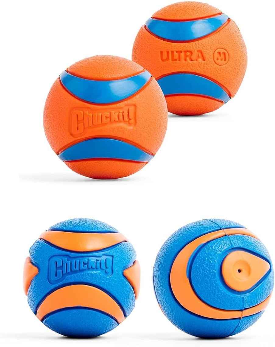 Chuckit! Ultra Ball Dog Toy - Medium Bouncy Fetch Balls For Dogs 20-60 lbs - Made from Durable Rubber - Floating Water Pet Toys - Size Medium - 2.5-inch Diameter - Pack of 2