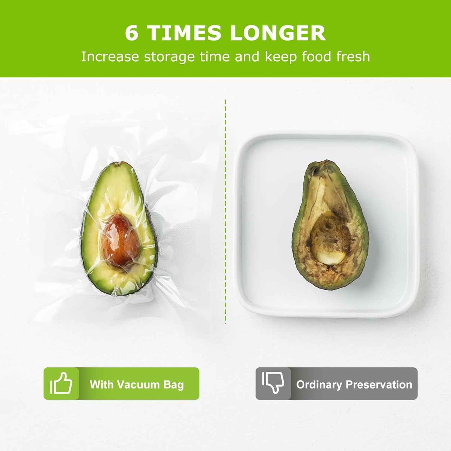 Bonsenkitchen Vacuum Sealer Bags, 50 Quart 8" x 12" Precut Food Sealer Bags, Commercial Grade, BPA Free, Heavy Duty, Customized Size Vacuum Bags for Vac Storage, Meal Prep or Sous Vide Cooking, VB12