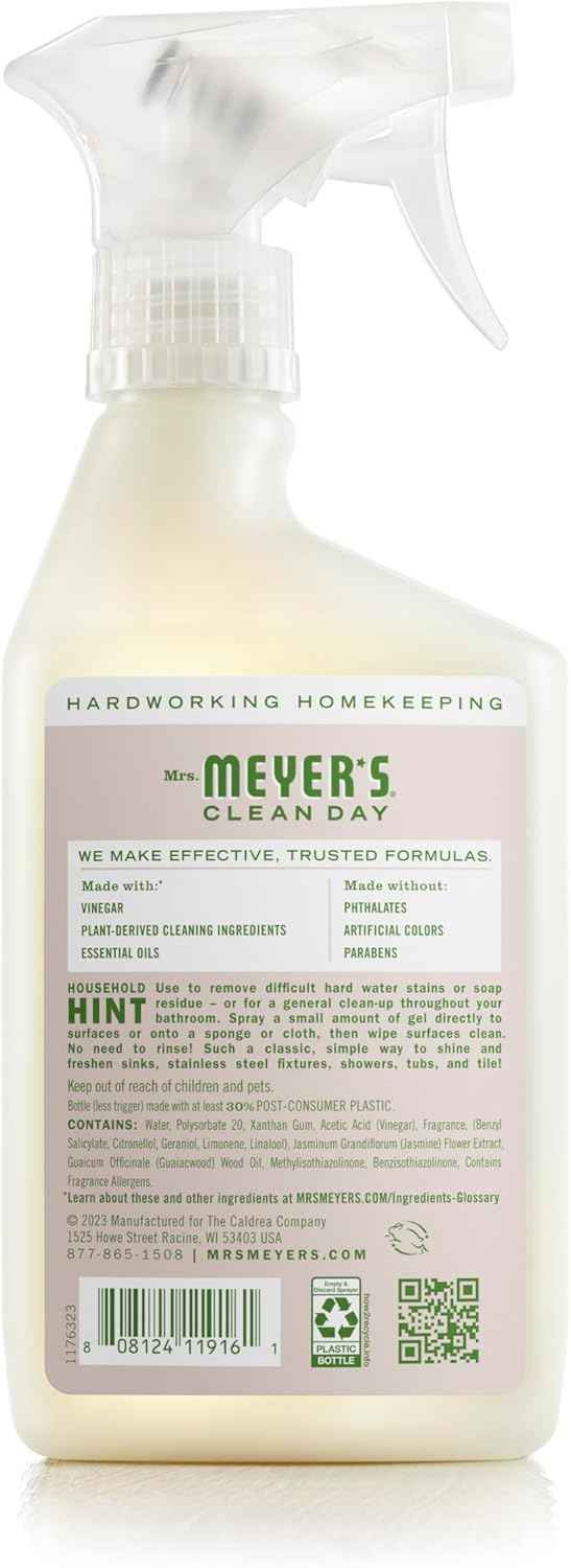MRS. MEYER'S CLEAN DAY Vinegar Gel Cleaning Spray, Bathroom Use, No-Rinse Formula, Apple Blossom, 16 Fl Oz, Pack of 1
