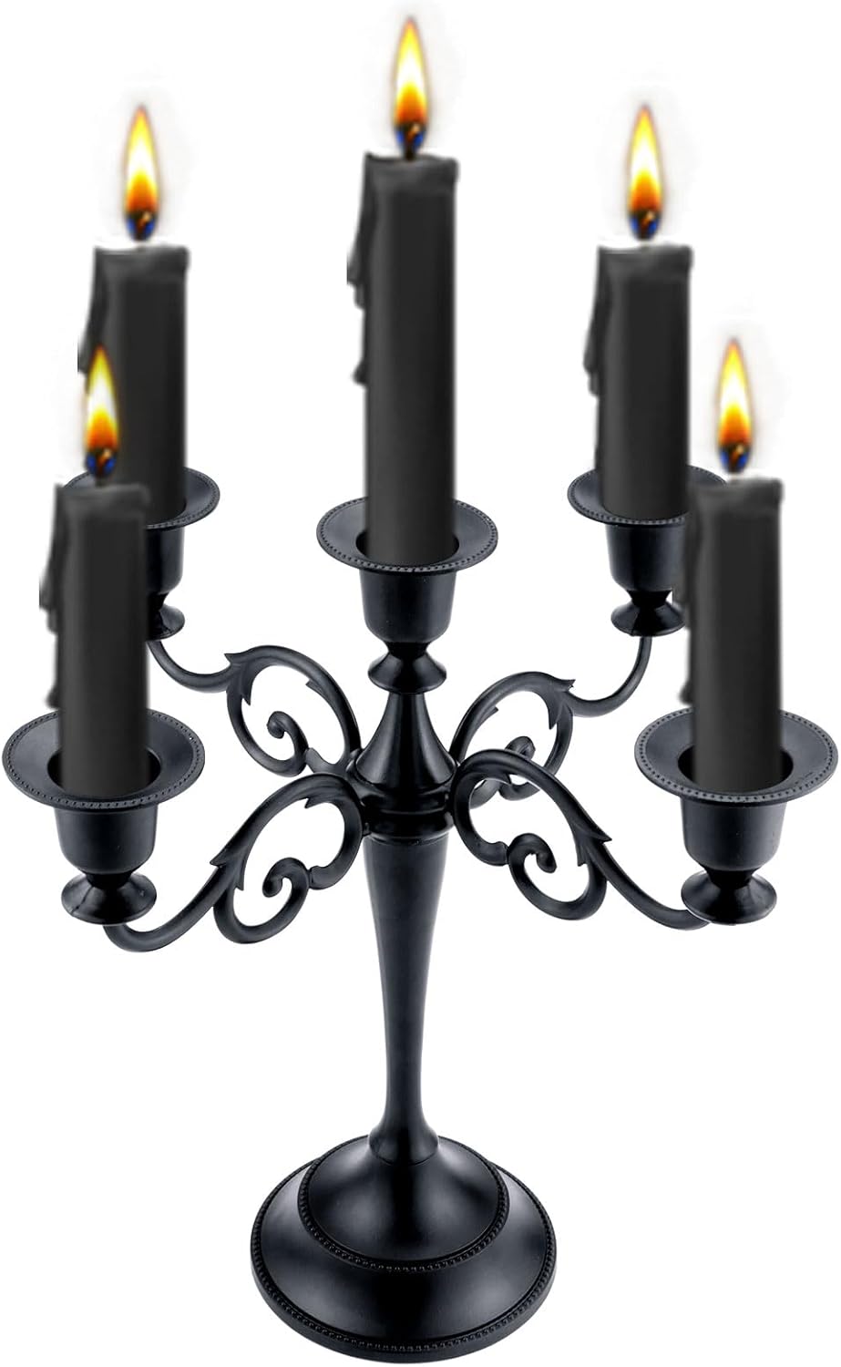 3 Candle Metal Candelabra Candlesticks Holder for Formal Events, Wedding, Church, Holiday Décor, Halloween – Taper Candle Holder Stand Centerpiece Elegant Decoration Piece for Table,Silver
