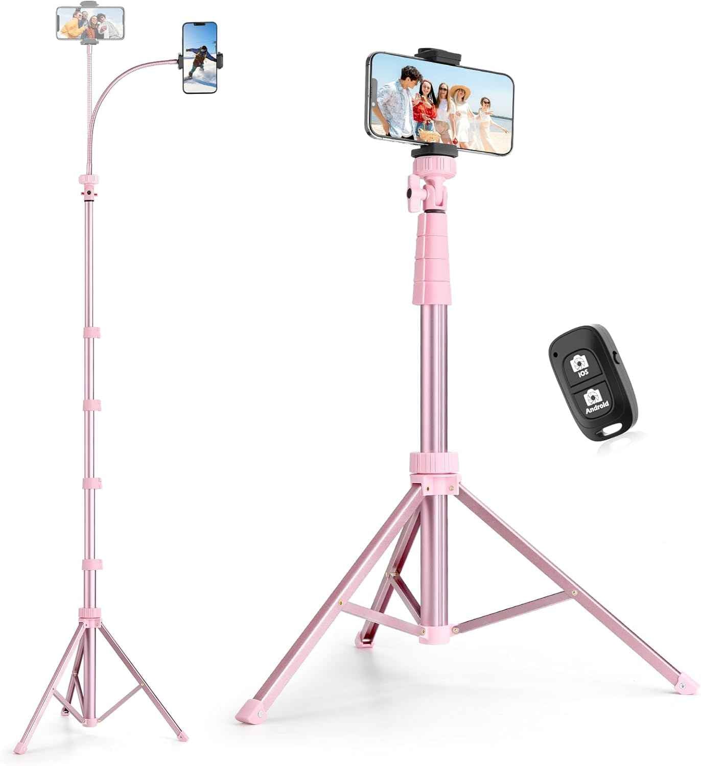 SENSYNE 62" Phone Tripod & Selfie Stick, Extendable Cell Phone Tripod Stand with Wireless Remote and Phone Holder, Compatible with iPhone Android Phone, Camera