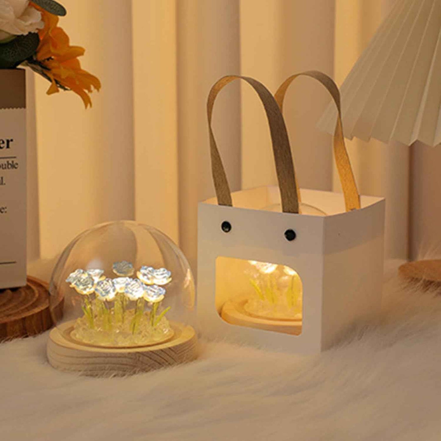Pretty Rose Lamps Flower Night Light Cute Bedroom Decor Gifts for Women - Battery Powered (not Included)