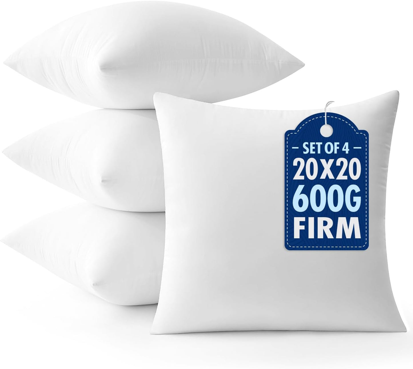 MIULEE Throw Pillows Inserts, Pack of 2 18x18 Inch 100% Virgin Fiber Filling Bed Couch Pillows