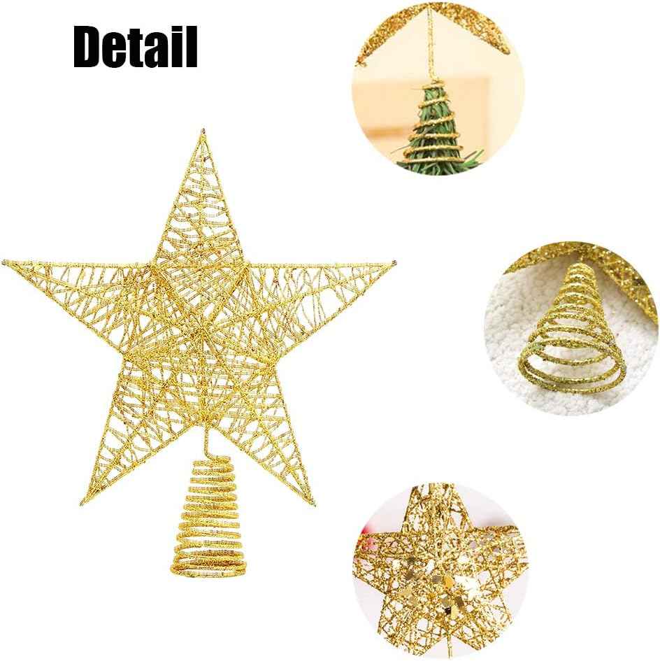 Christmas Tree Topper – Glitter Gold Hollow Star for Xmas Tree Decoration, Sparkling Treetop Ornament for Holiday Decor