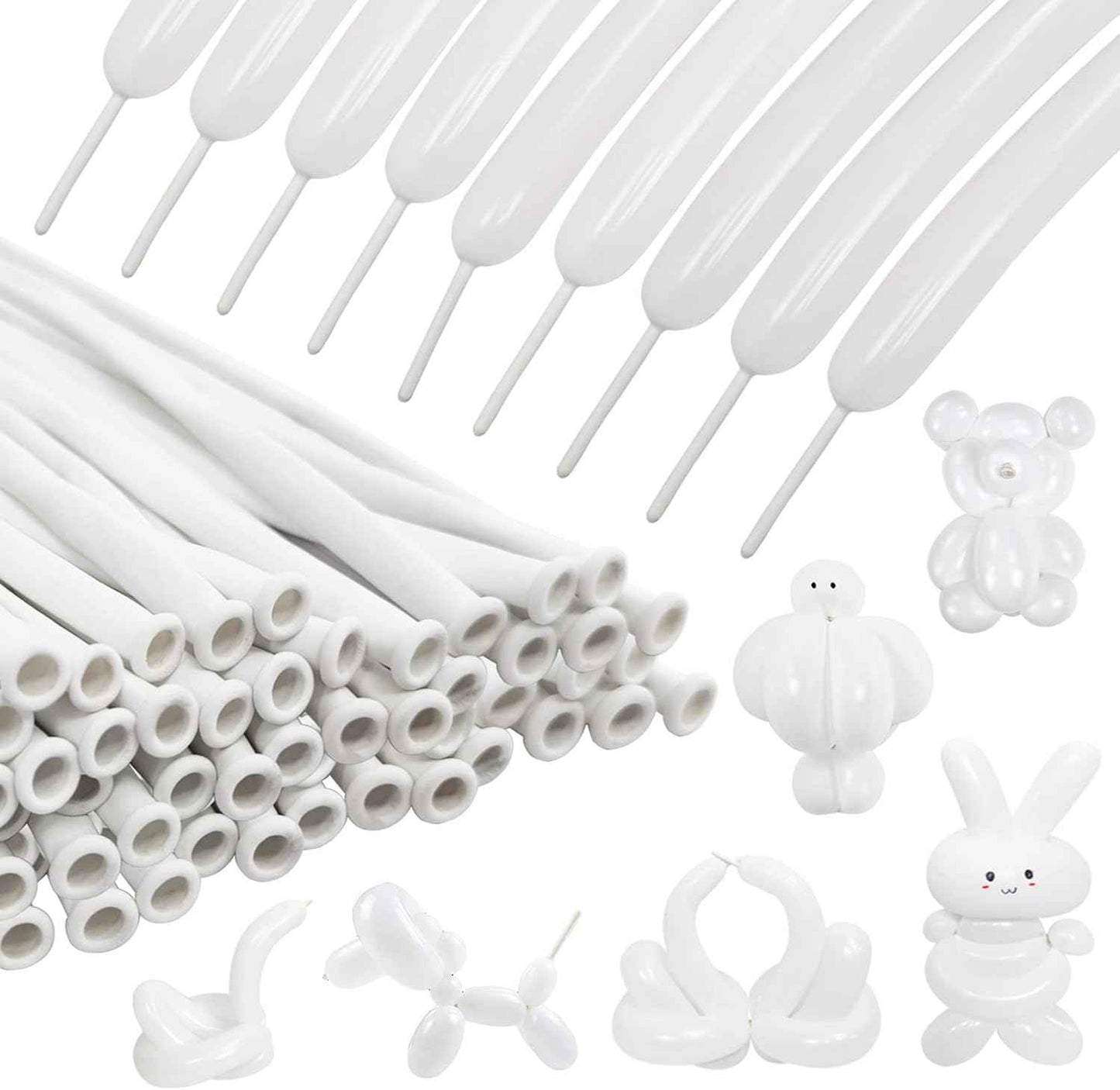100Pcs 260 Balloons White Long Balloons for Balloon Garland Thickening Skinny Latex Twisting Balloon for Animals Modeling Christmas Birthday Wedding Party Decorations