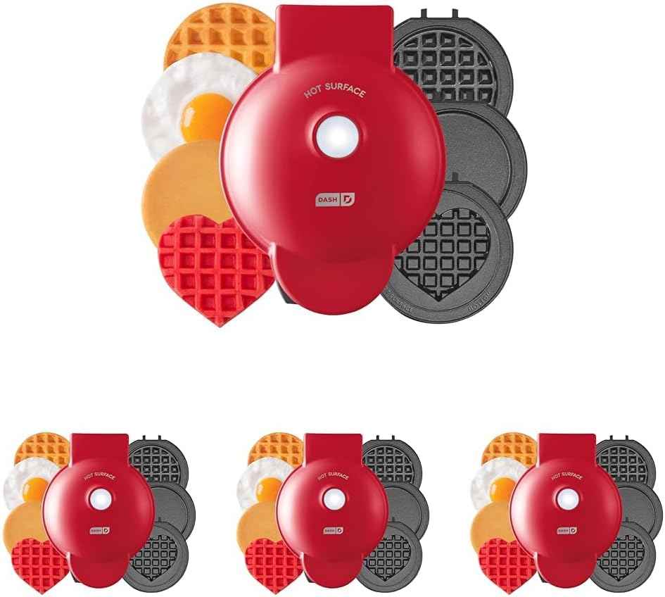 DASH Multimaker Mini System - Waffle Maker with Six 4” Removable Plates & Storage Case: Waffle Iron & Griddle, 4-in-1 Mini Waffle Maker for Kids and Families – Nonstick Surface, Just Add Batter (Aqua)