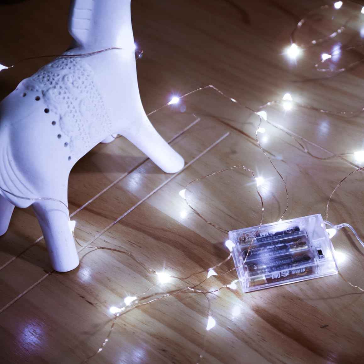 Led Fairy Lights Battery Operated, 1 Pack Mini Battery Powered Copper Wire Starry Fairy Lights for Bedroom, Christmas, Parties, Wedding, Centerpiece, Decoration (5m/16ft Warm White)