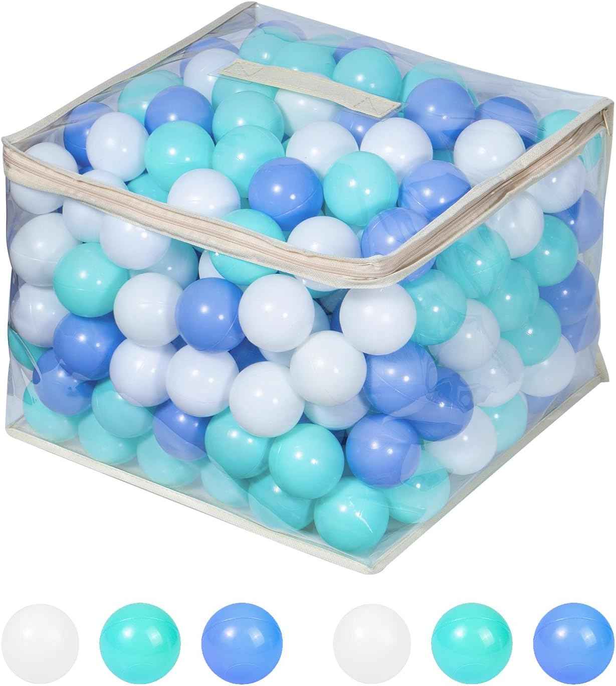 MoonxHome Ball Pit Balls for Toddlers, BPA Free Crush Proof Plastic Toy Balls for Ball Pit, Children's Pool Water Toys, Macaron Ocean Balls for Play Tent 2.15 Inch Pack of 100 200 500 800 1000