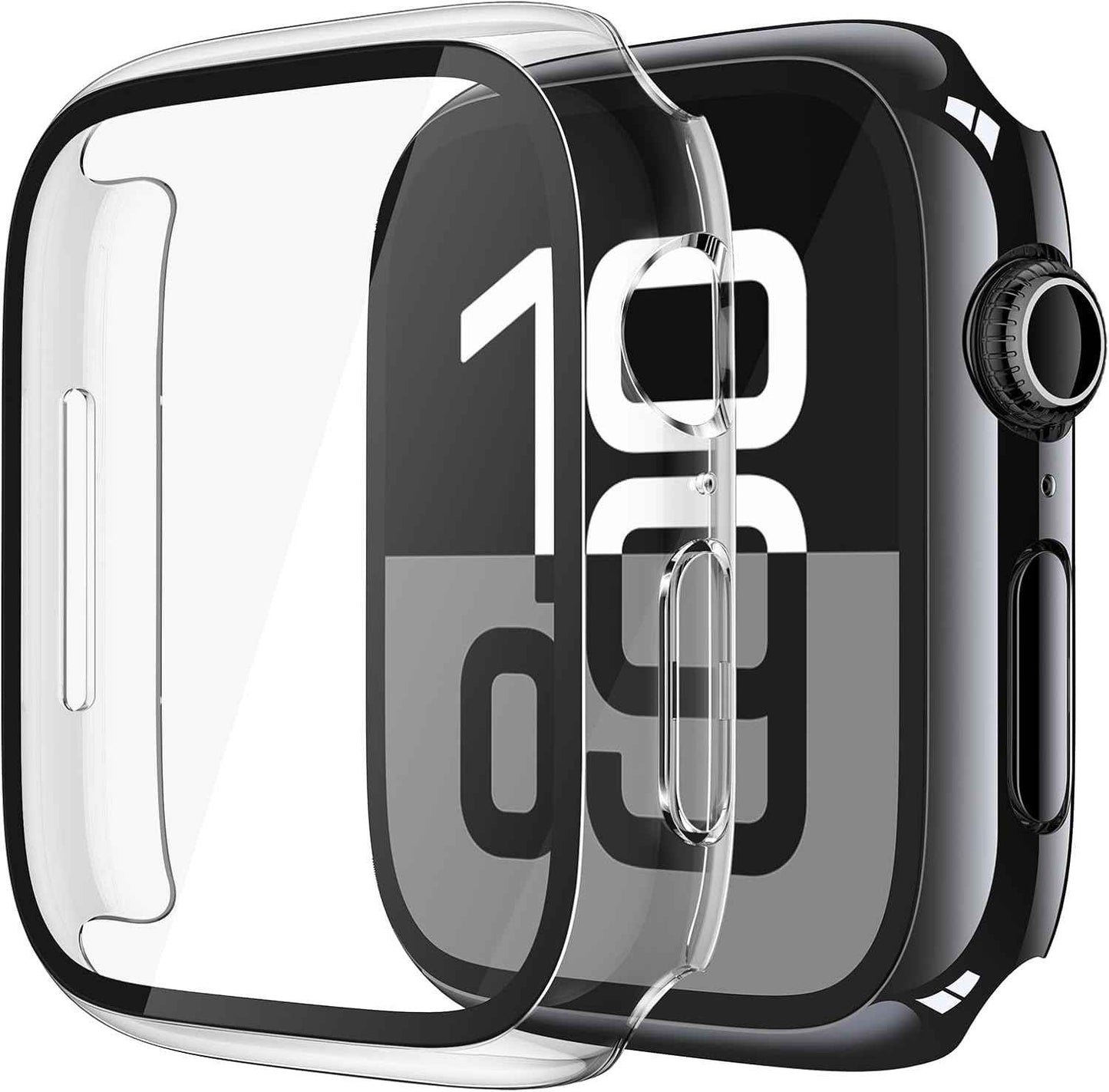 Misxi 2 Pack Tempered Glass Case Compatible for Apple Watch Series 11 (2025) Series 10 46mm, Screen Protector Cover for iWatch, Black