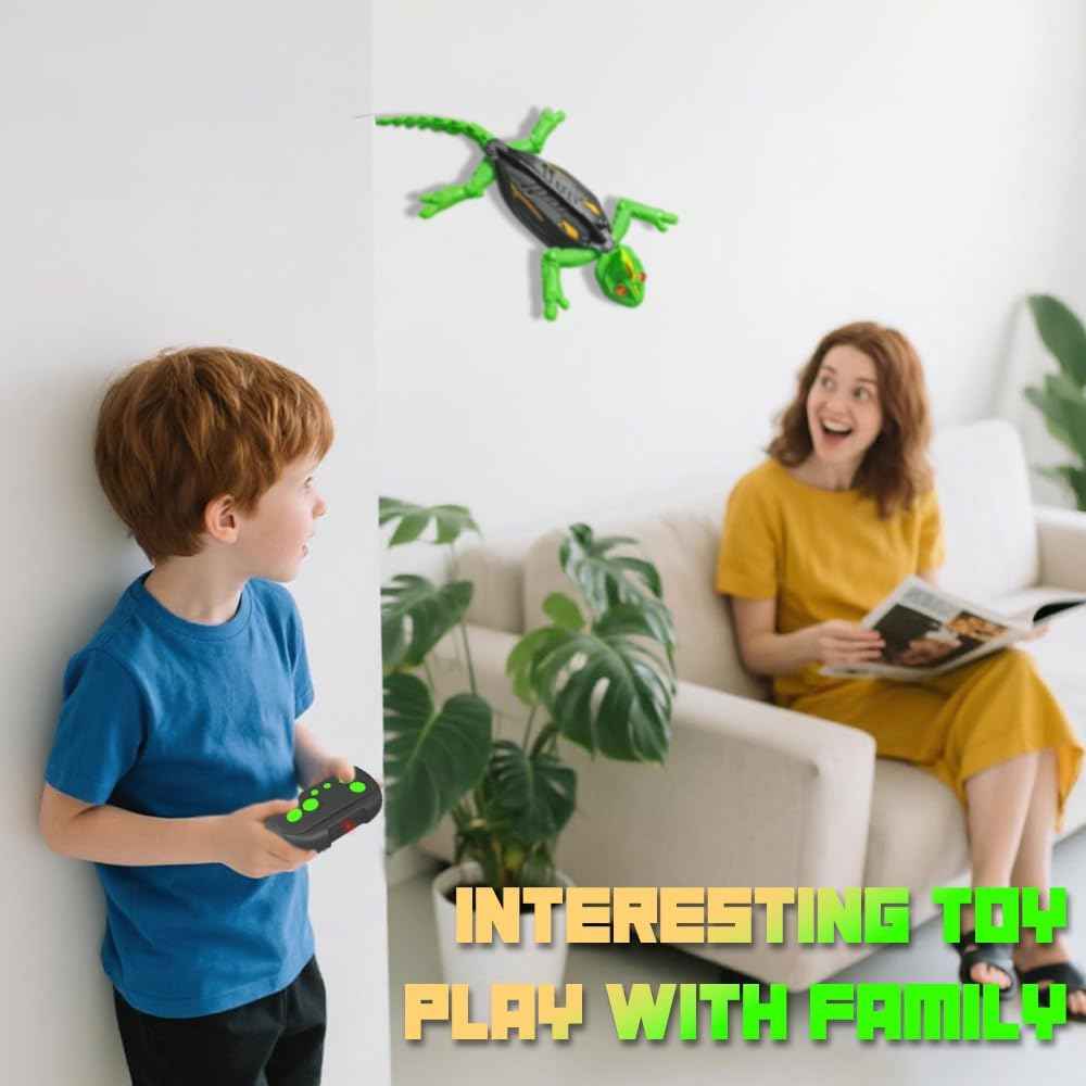 Wall Climbing RC Chameleon Toy for Kids, Rechargeable Remote Control Lizard Toy with LED Eyes, Dual Mode Floor & Wall Driving, Christmas Halloween Birthday Gift for Boys Girls Ages 3+