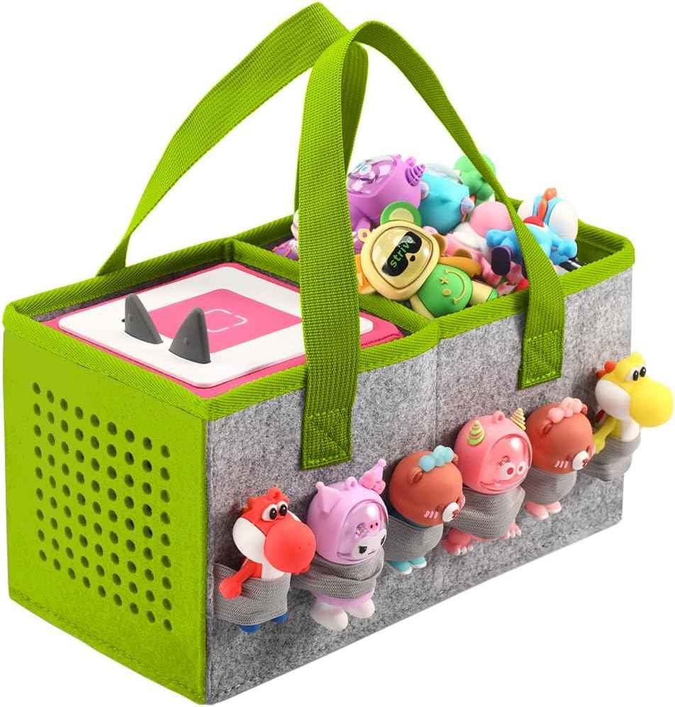 Carrying Case for Toniebox Starter Set and Tonies Figurines, Travel Felt Cloth Musical Toy Folding Bag for Toniebox 2 & Accessories (Blue)