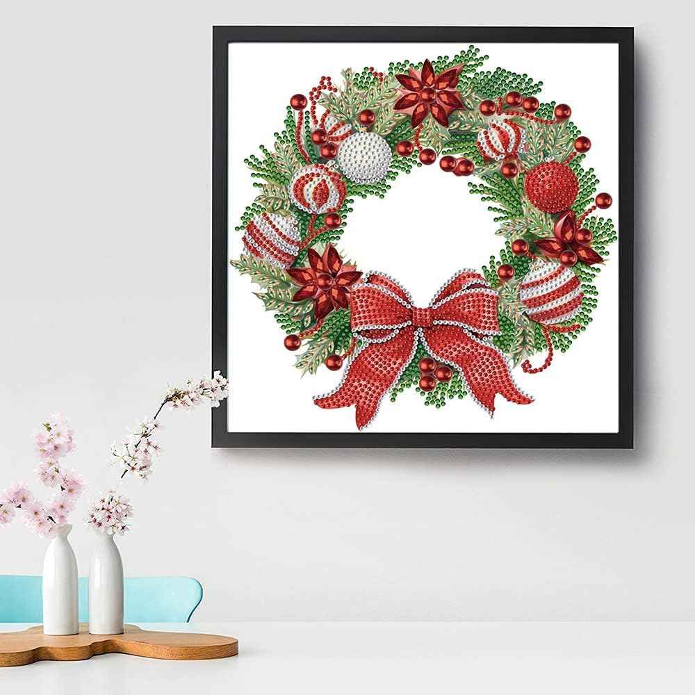 KTHOFCY 5D DIY Diamond Painting Kits for Adults Kids, Whitelotous Christmas Wre Full Drill Embroidery Cross Stitch Crystal Rhinestone Paintings Pictures Arts Wall Decor Painting Dots Kits 11.8X11.8 IN