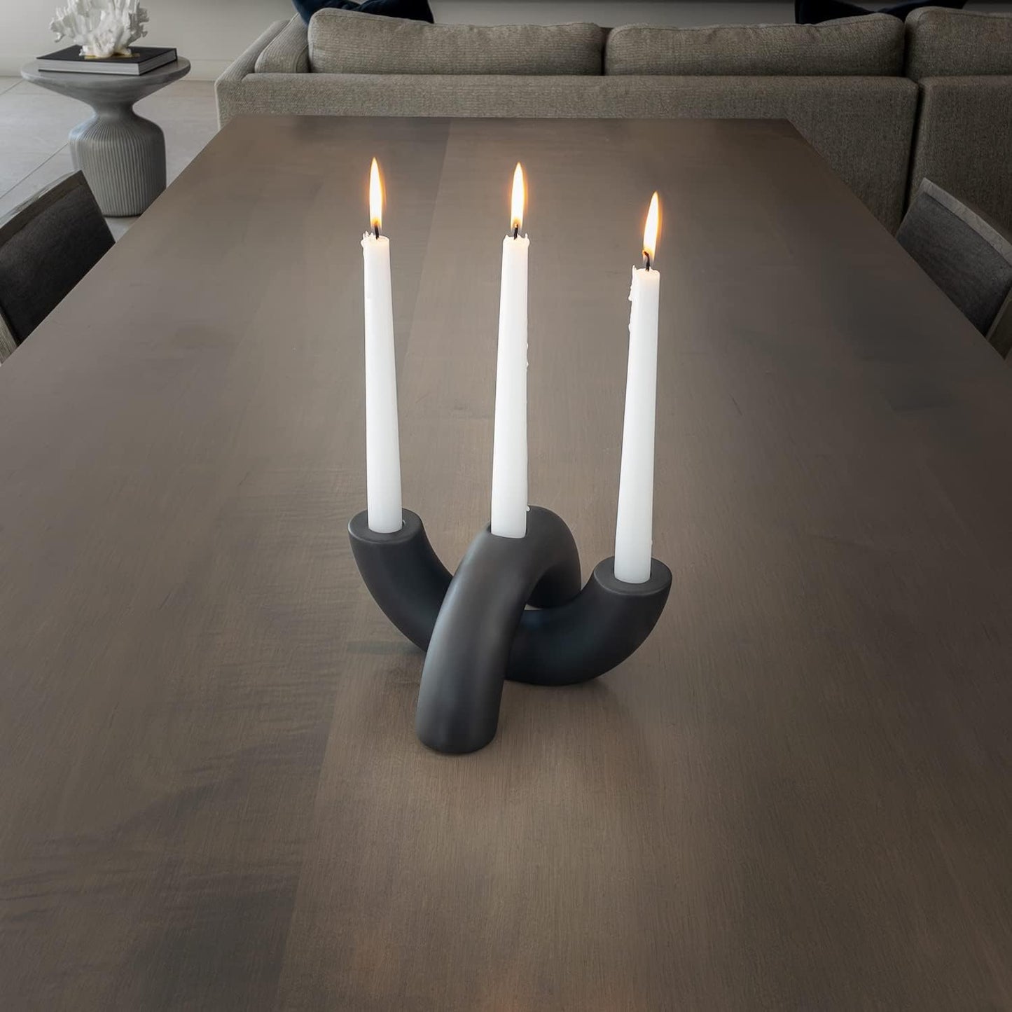 Taper Candle Holder Set - Candle Stick Holders for Dining Room Table, Entryway Table, or Fireplace Mantel - Modern Candelabra Home Decor (Black)