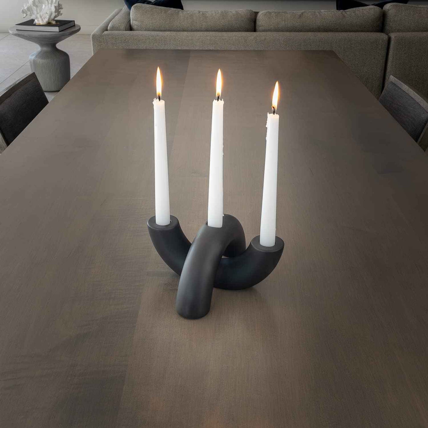 Taper Candle Holder Set - Candle Stick Holders for Dining Room Table, Entryway Table, or Fireplace Mantel - Modern Candelabra Home Decor (Black)