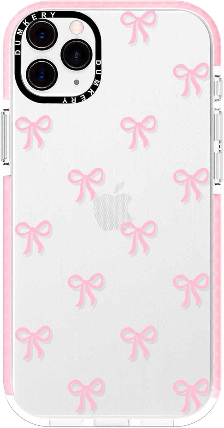 Girly Phone Case Compatible with iPhone 17 Pro Max, Cute Bow Aesthetic Pattern Print Cases, Soft TPU Anti Yellowing, Anti Shock Cover for Girls Women Pink
