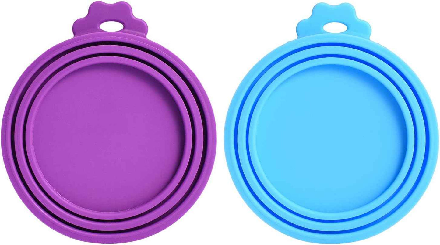 Comtim Pet Food Can Cover Silicone Can Lids for Dog and Cat Food(Universal Size,One fit 3 Standard Size Food Cans),Blue and Green