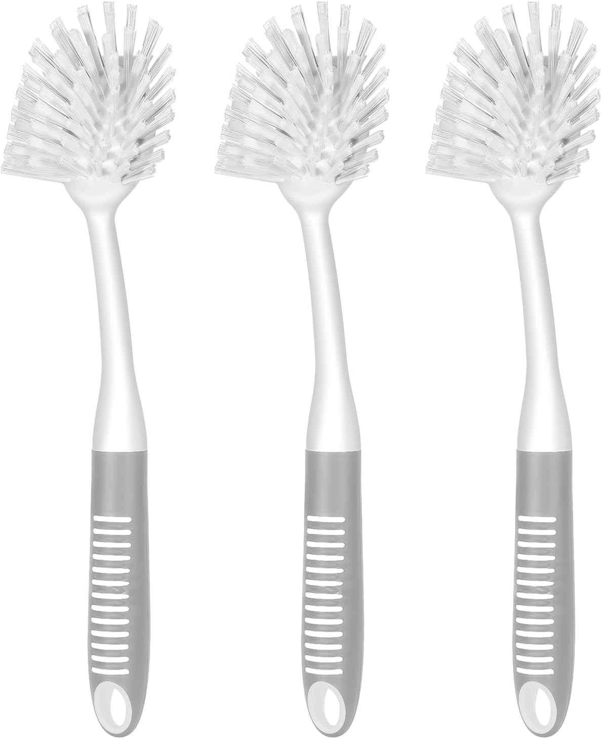 SetSail Dish Brush with Handle, 2 Pack Stiff Bristles Dish Scrubber with Built-in Scraper Dish Scrub Brushes for Cleaning Dishes, Pots and Pans, Kitchen Sink