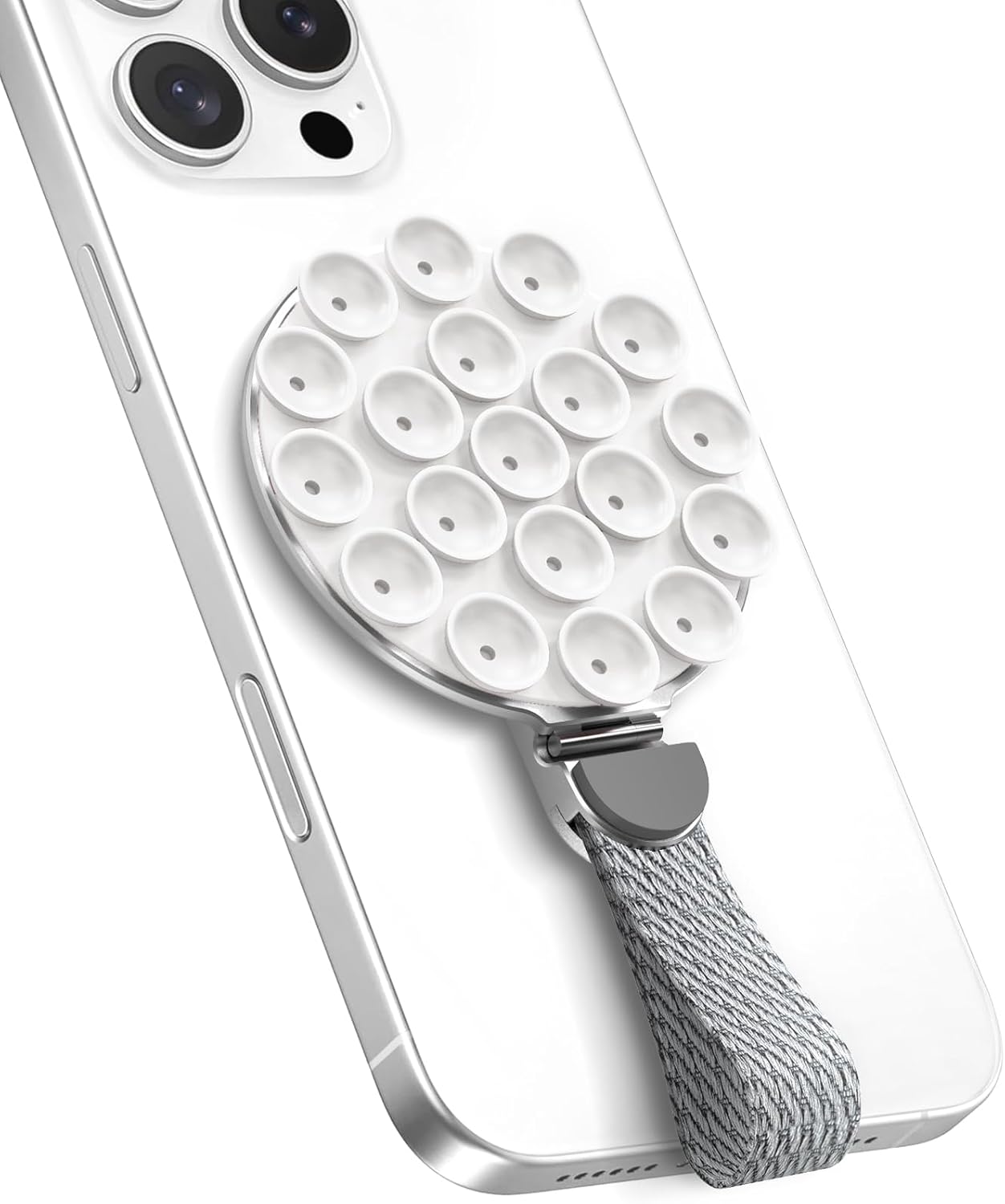 MagSuction Grip Magnetic Phone Grip Holder for MagSafe, Silicone Suction Phone Mount, Adjustable Kickstand with Finger Loop, Compatible with iPhone 16/15/14/13/12 Series (Black)