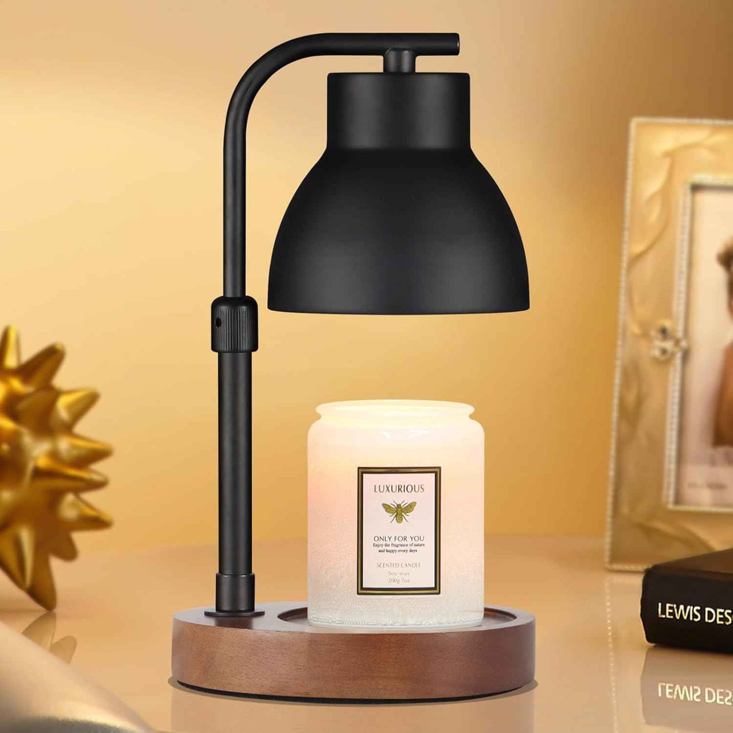 Dimmable Candle Warmer Lamp Adjustable Height Electric Wax Melt Warmer for Jar Scented Candles Suitable for Home Office Decor Birthday Gifts for Women Mom GrandmaοΌwith 2 BulbsοΌ