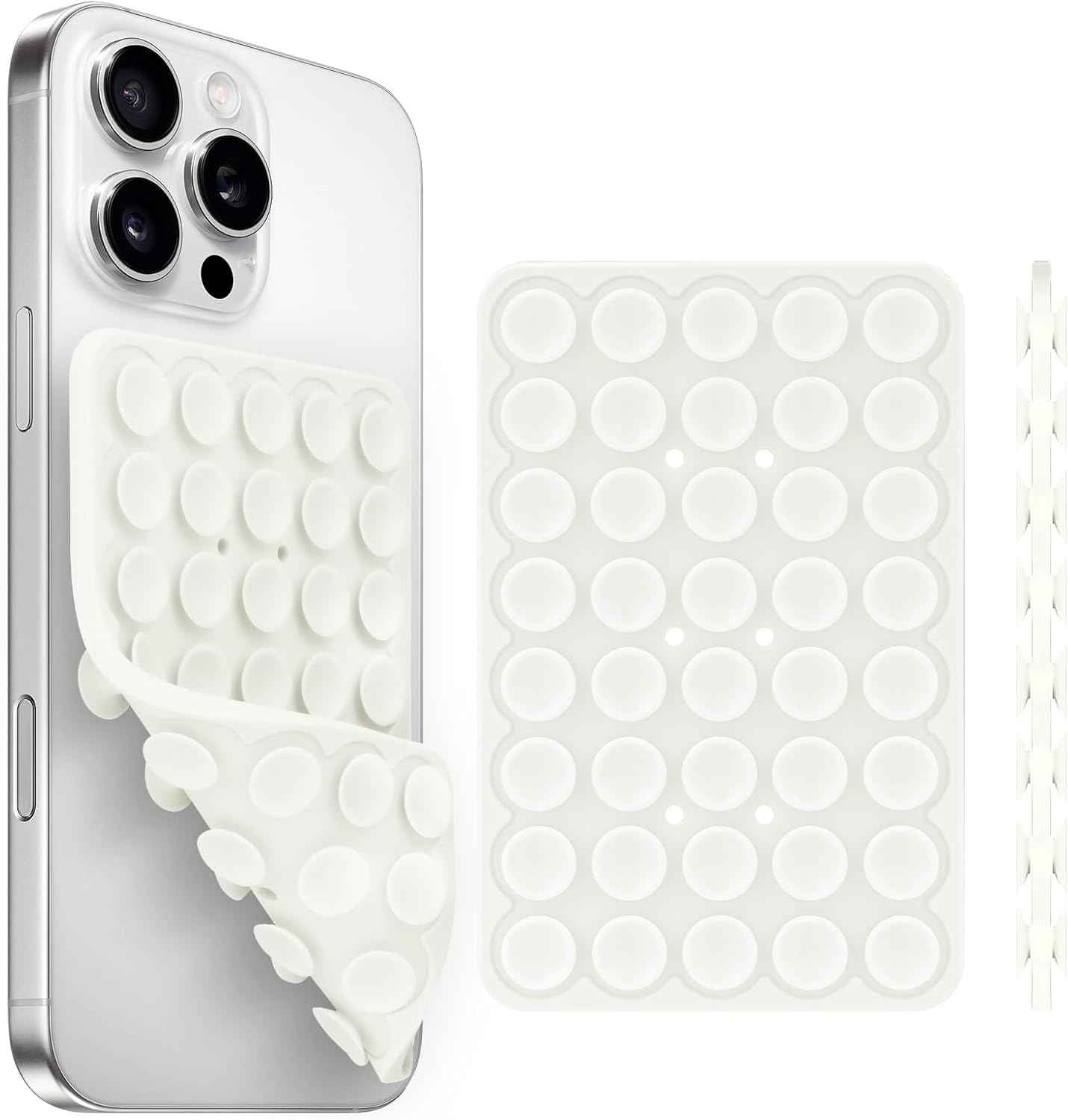 Silicone Suction Cup Phone Case Mount Double Sided, Phone Accessories Hands-Free Strong Grip Holder for Selfies and Videos, Silicon Phone Stand for iPhone and Android Light Pink