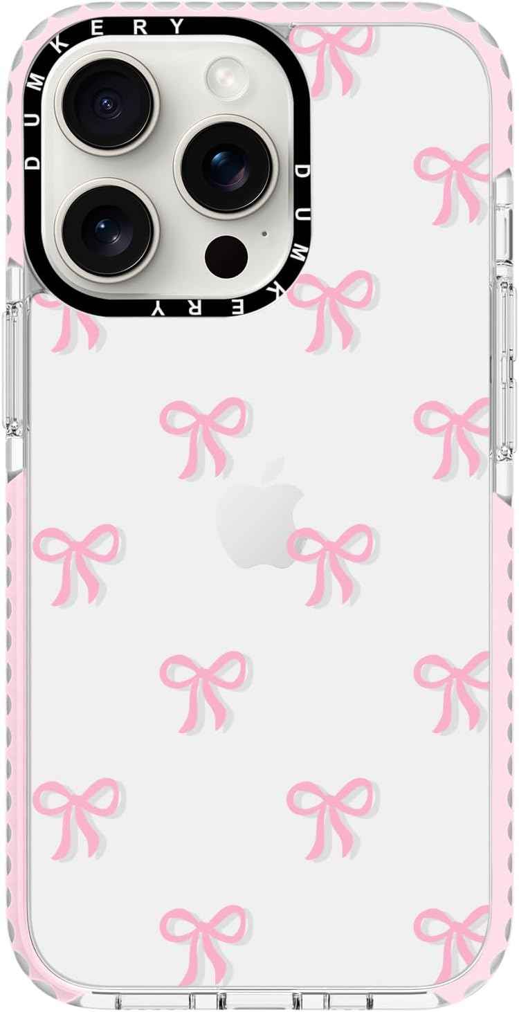 Girly Phone Case Compatible with iPhone 17 Pro Max, Cute Bow Aesthetic Pattern Print Cases, Soft TPU Anti Yellowing, Anti Shock Cover for Girls Women Pink