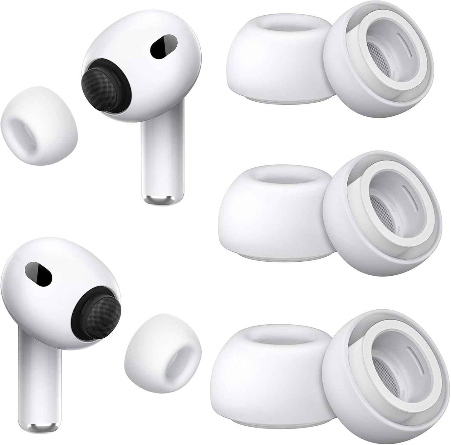 3 Pairs Replacement Ear Tips for Airpods Pro and 2nd Generation with Noise Reduction Hole, Silicone Ear Tips for Airpods Pro with Portable Storage Box and Fit in The Charging Case(S/M/L)