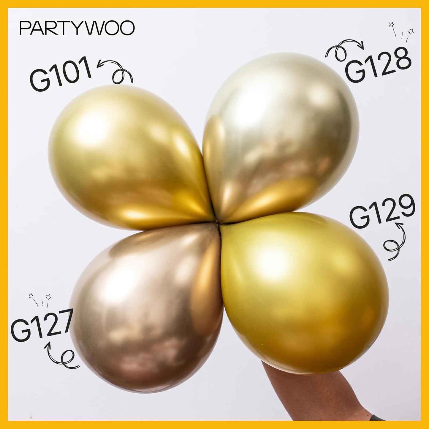 PartyWoo Gold Balloons 140pcs Different Sizes of 18 12 10 5 Inch Gold Balloon Arch Kit Garland for Birthday Wedding Anniversary Baby Shower Graduation Retirement Casino Party Decorations Gold-G101