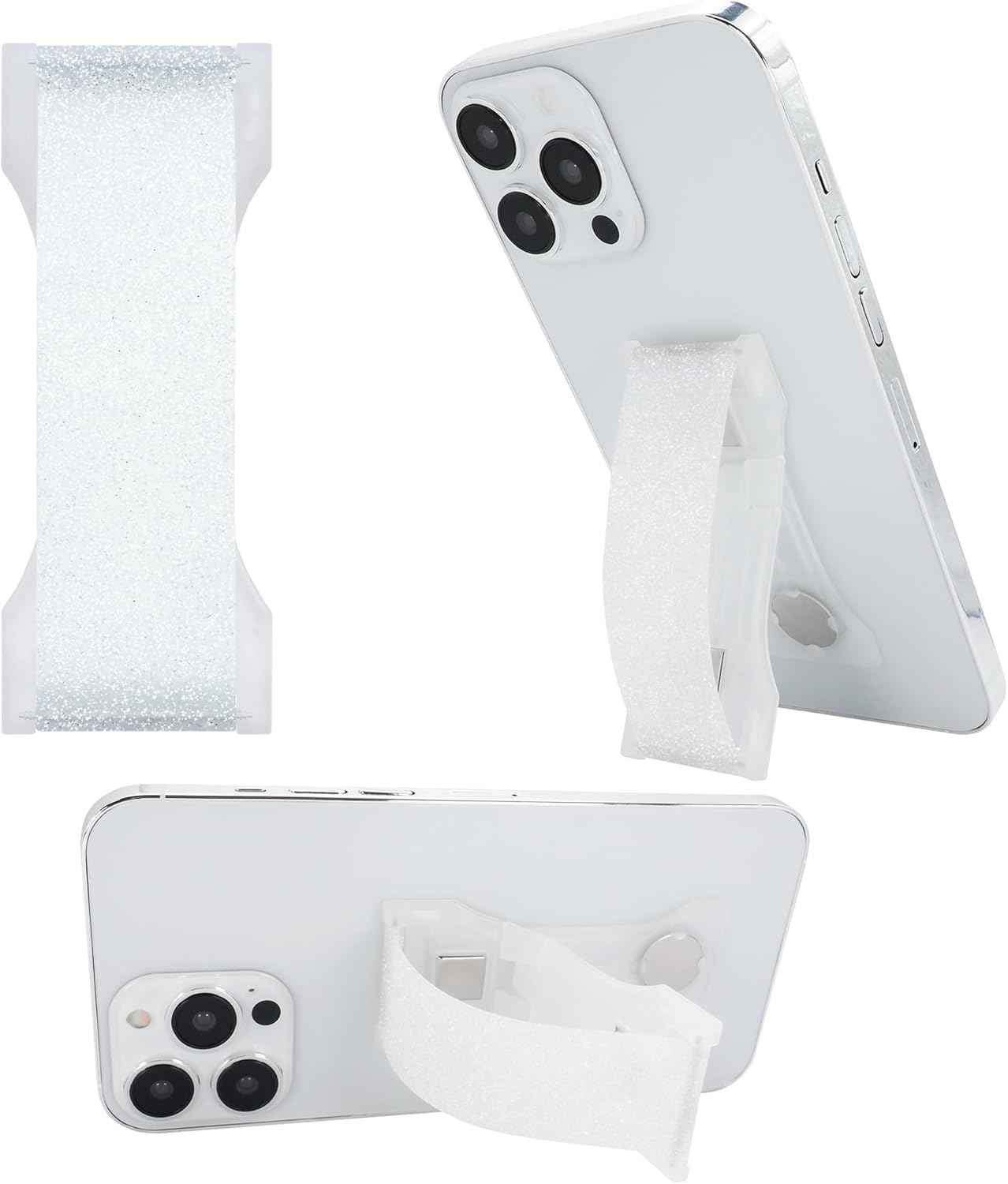 LOVEHANDLE PRO Premium Phone Grip - Silicone Phone Strap - Magnetic Phone Mount and Kickstand for Smartphone and Tablet - Natural Glow Silicone