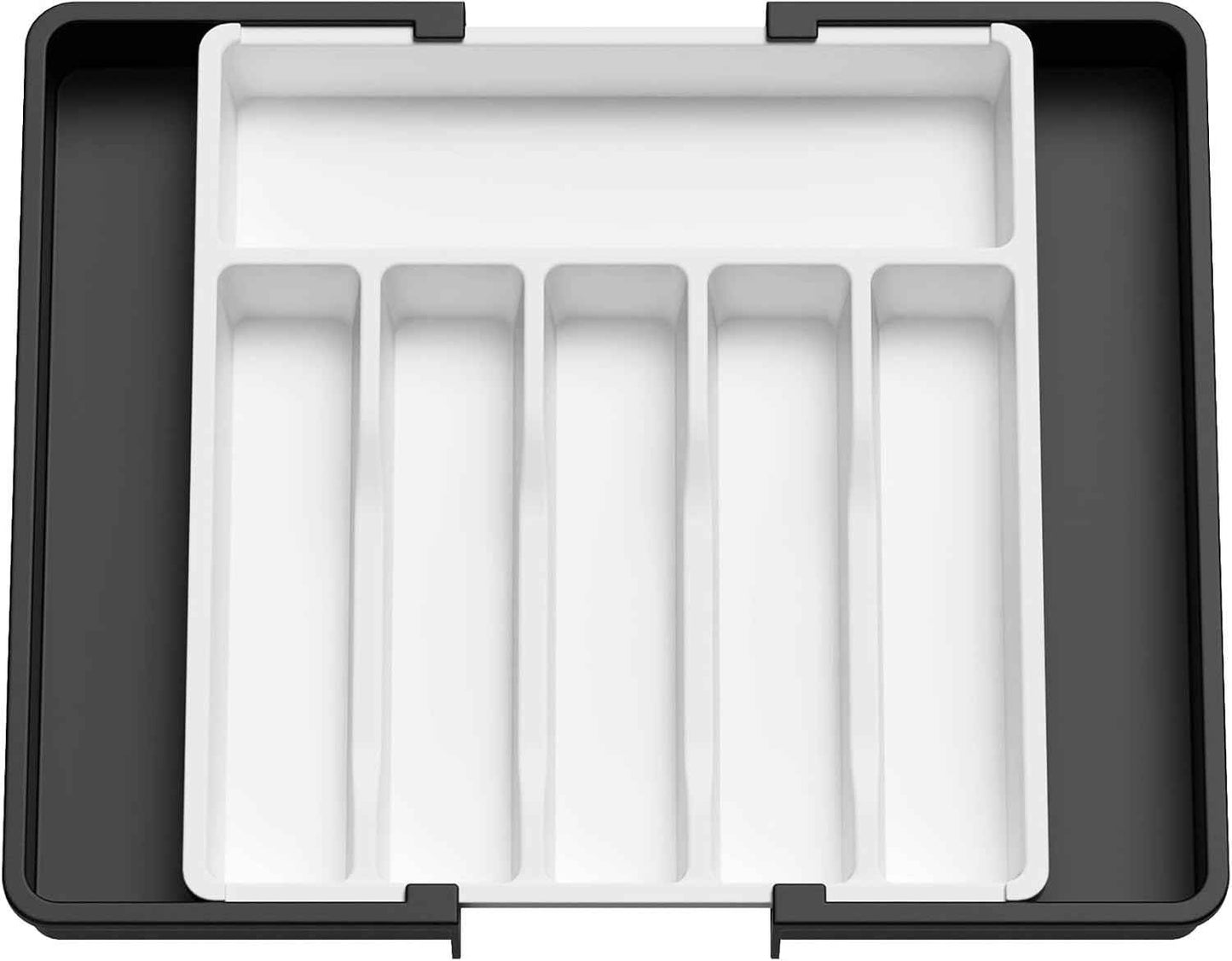 Lifewit Large Silverware Drawer Organizer, Expandable Utensil Tray for Kitchen, BPA Free Flatware and Cutlery Holder, Adjustable Plastic Storage for Spoons Forks Knives, Large, Black